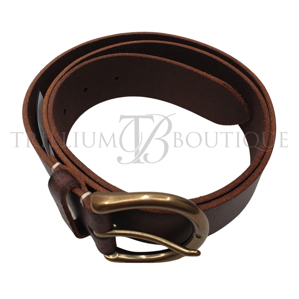 FRYE Belt Brown Flat Distressed Leather & Antiqued Buckle Vintage Inspired - Picture 5 of 6